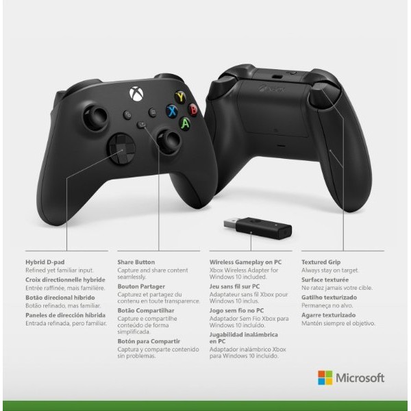 Xbox Series Wireless Controller Carbon Black + Windows 10 adapter